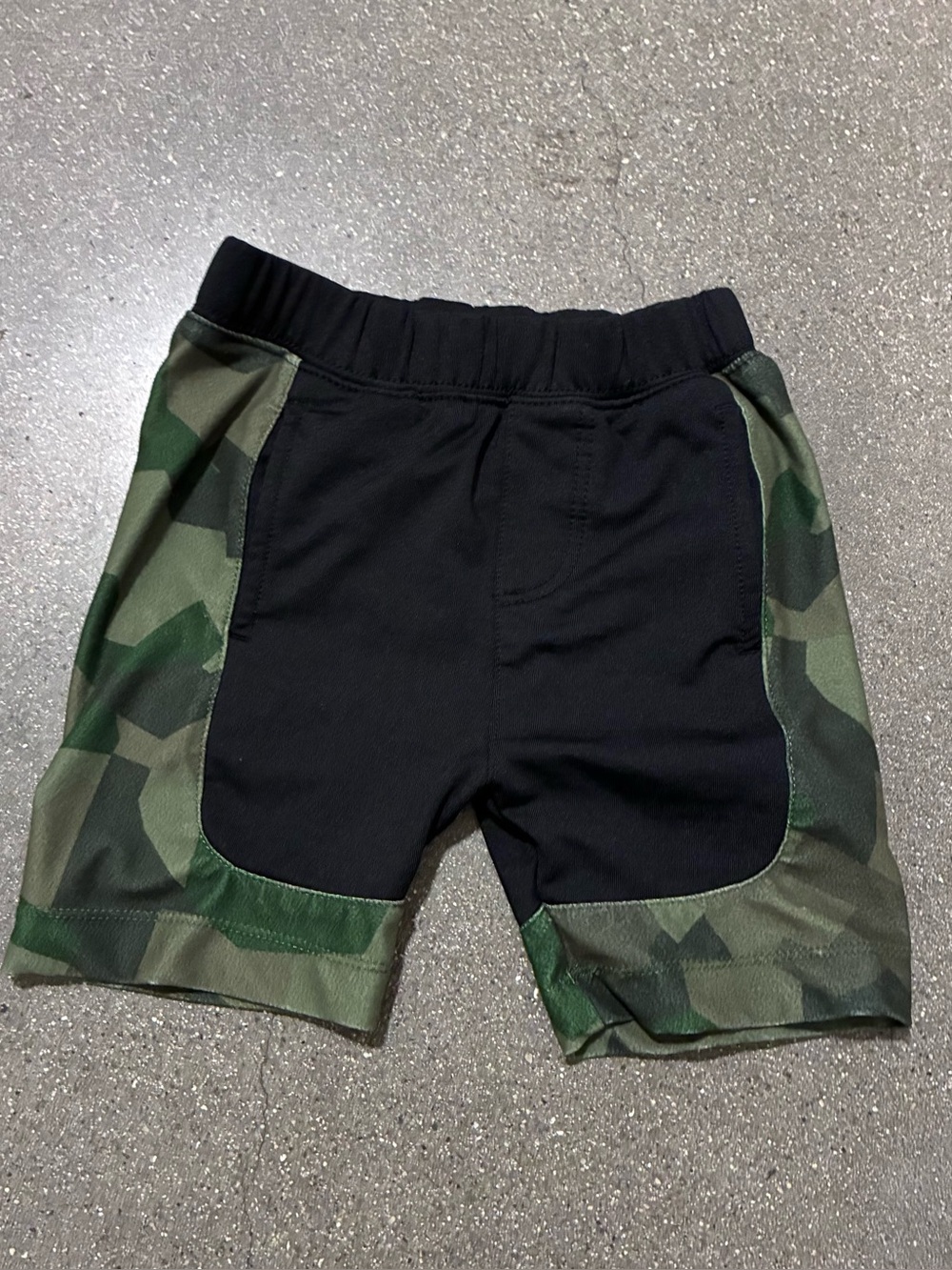 Hanna Andersson Black Shorts with Green Camo Panels